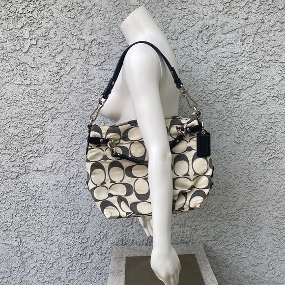 Vintage Y2K Coach Monogram Shoulder Bag Purse Canvas Woven Zippered - Picture 1 of 15